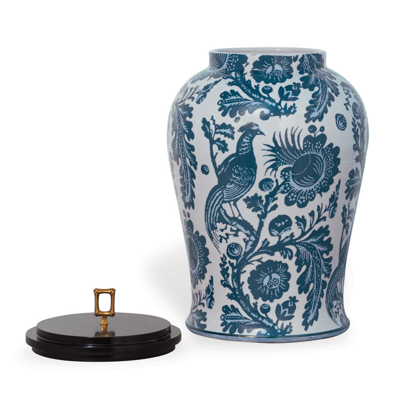 Scalamandre 21" Porcelain Jar, Indigo