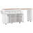 85.5" Kitchen Island with Extendable Dining Table, Kitchen Storage Table with 3 Side Open Shelves, Rolling Kitchen Island with Power Outlet, 3 Drawers, 2 Doors, for Kitchen, Dining Room-129761740