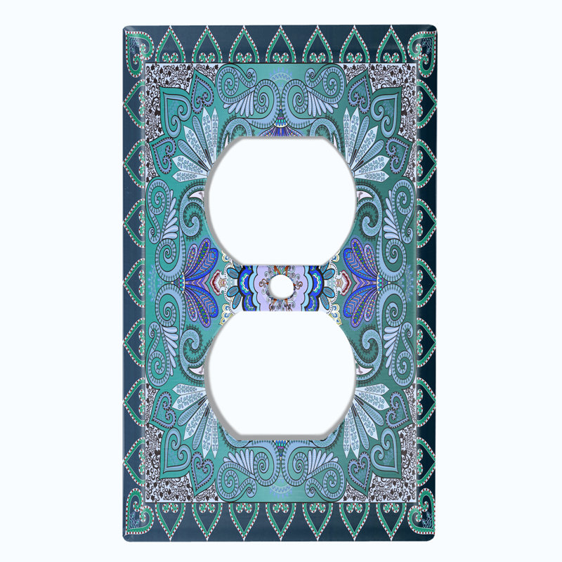 Plaque murale d'interrupteur à bascule à motif cachemire bleu sarcelle et motif cachemire Bandana, Sarcelle / Bleu