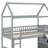 Adorable Twin Over Full House Bunk Bed With An Entertaining Slide And Convenient Stairs-702698005
