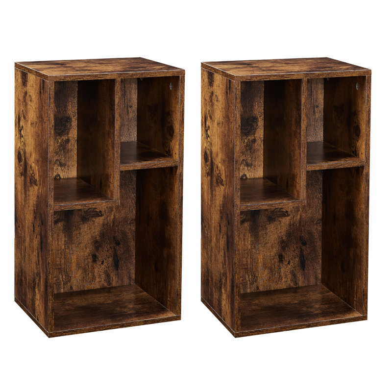 Petite armoire de rangement à 3 cubes avec 3 tablettes ouvertes (ensemble de 2), Brun