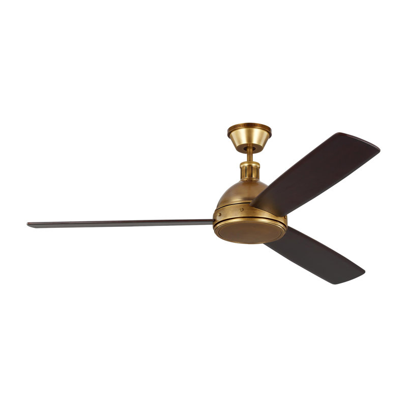 Hicks 60'' Ceiling Fan with LED Lights, Hand-Rubbed Antique Brass/Dark Mahogany