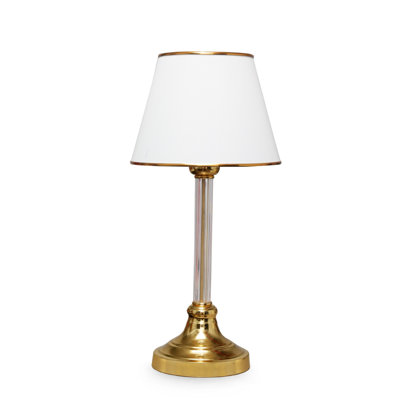 Lampe de table élégante, 17,7 po de hauteur, base en plastique blanc et métal, culot en tissu 5,5 x 5,5 po | Douille E27, 40 W maximum | Design moderne et glamour, parfait pour le salon, la chambre à coucher et le bureau, éclairage élégant et fonctionnel