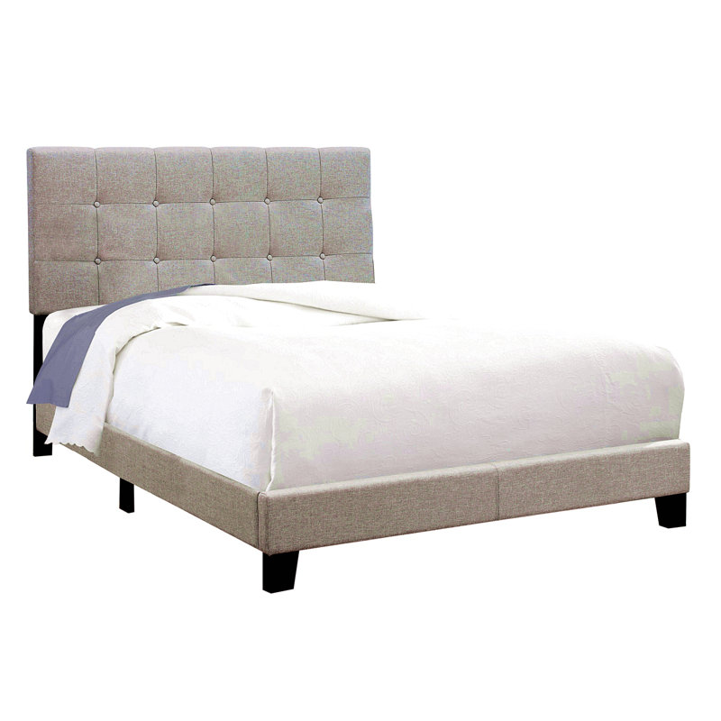 Bed, Full Size, Bedroom, Upholstered, Gray, Full