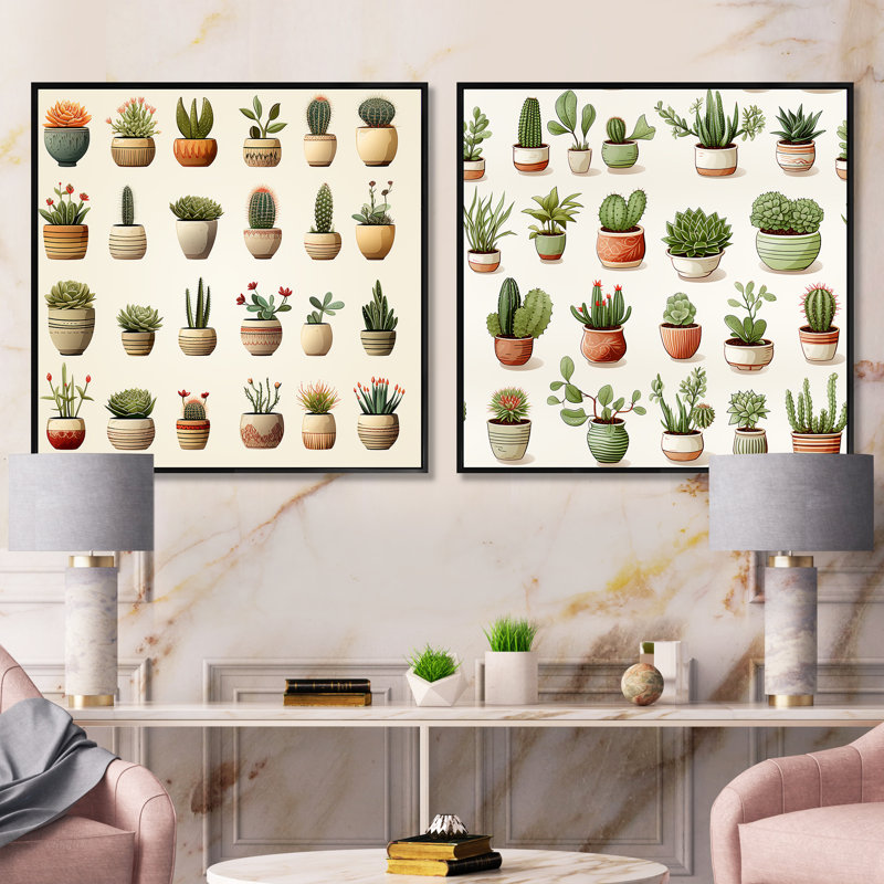 Stratford - Ensemble de 2 collages carrés floral et botanique, Cadre flottant noir, H 16 po x l 33 po