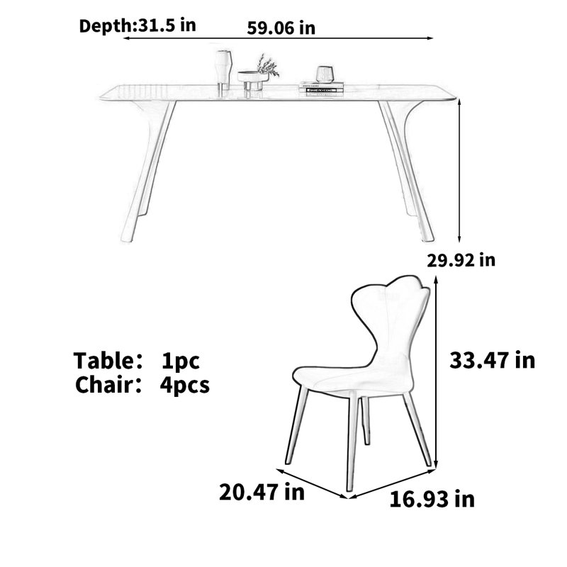 Hitterdal, H 29,53 po x L 59,06 po x l 31,5 po