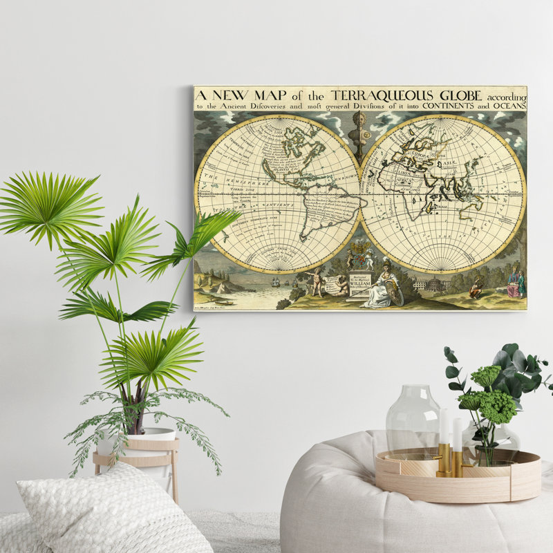 « une nouvelle carte de la »-reproduction d’art sur toile, H 12 po x l 18 po x 1,5 po