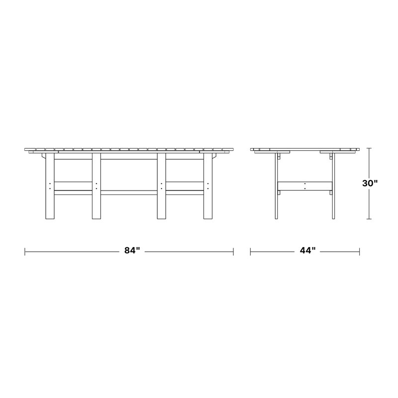 Table de salle à manger 44 po x 84 po Classic, Gris foncé