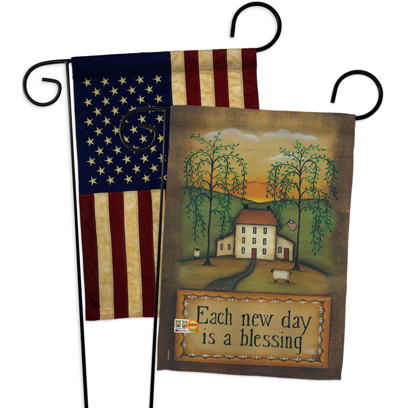Ensemble de 2 drapeaux de jardin 2 faces, ensemble de 2 faces, "chaque jour"