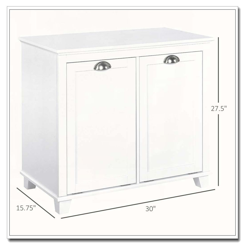 Tilt-Out Laundry Sorter Bathroom Cabinet, White