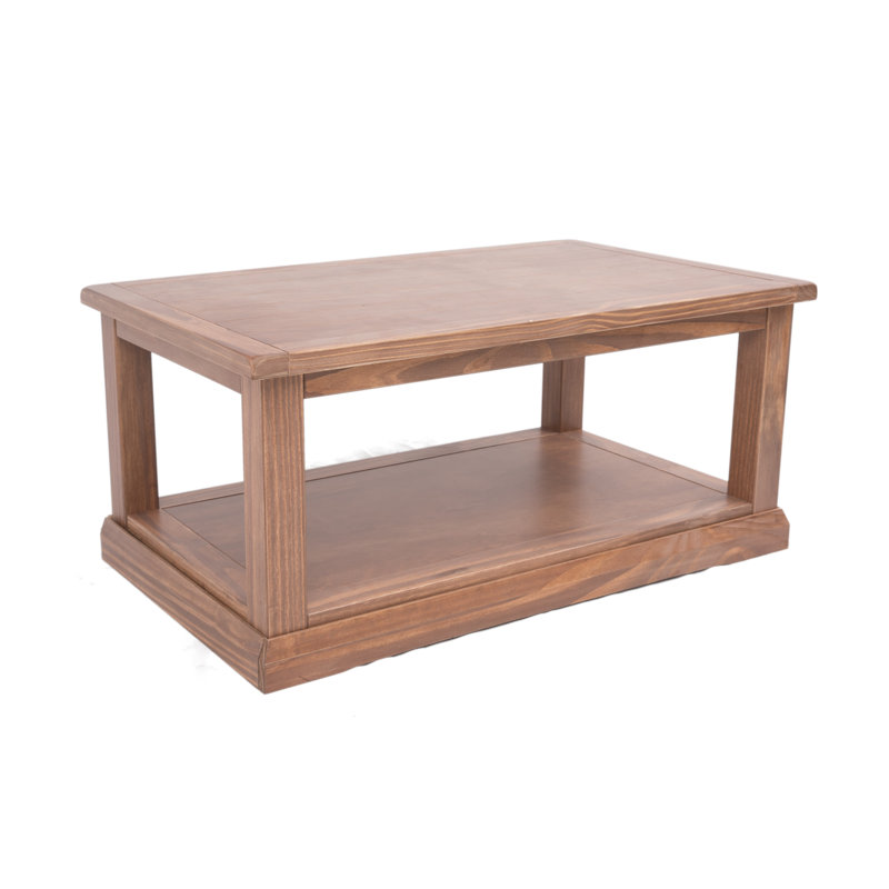 Harrell Frame Coffee Table with Storage, Lacquered Pine