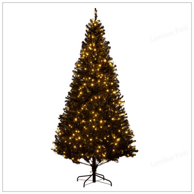 Arbre de Noël de 7,5 pi de hauteur avec branches réalistes, 500 lumières DEL blanc chaud et 1346 pointes, parfait pour un décor des Fêtes