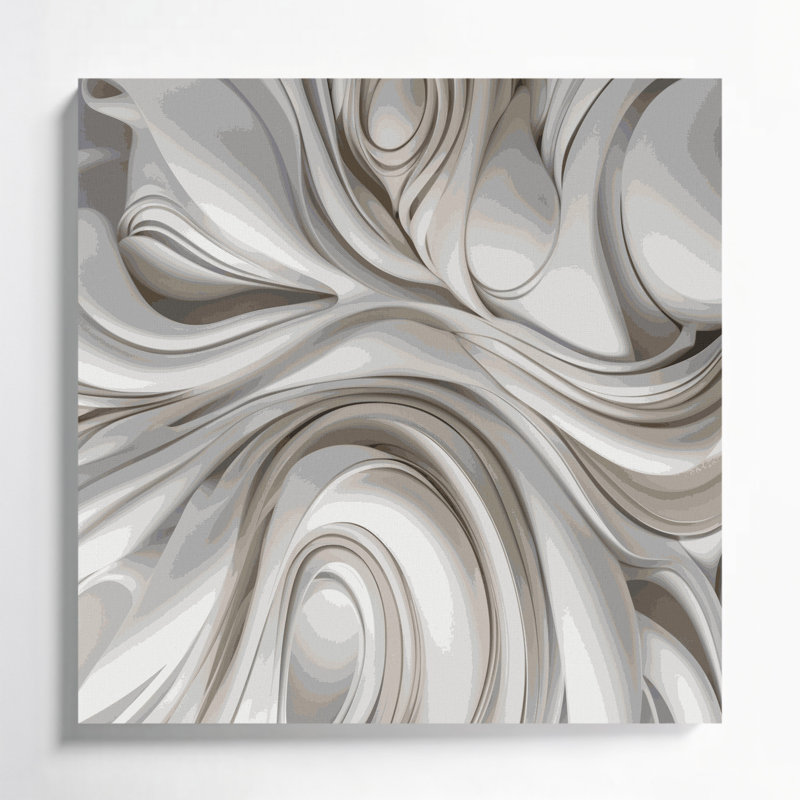 Biomorphic Abstraction 80 Grey Canvas Wall Art, 16" H x 16" W