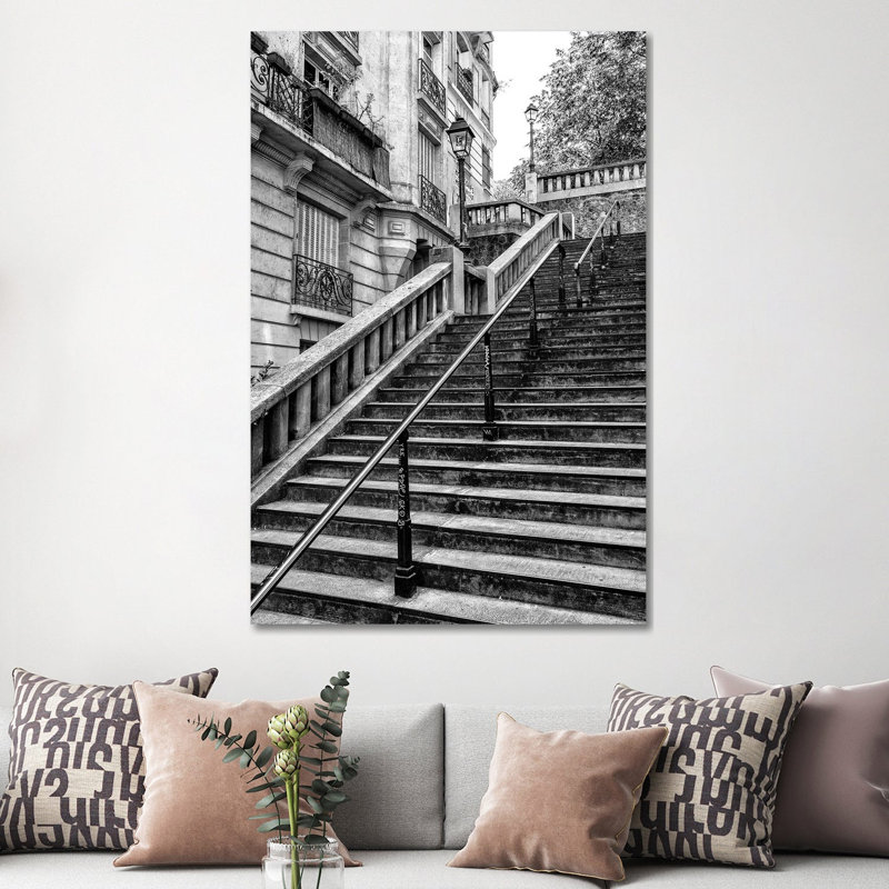 Black Montmartre Series - Parisian Stair Railing by Philippe Hugonnard - Wrapped Canvas Print, 152.5 cm H x 101.5 cm W