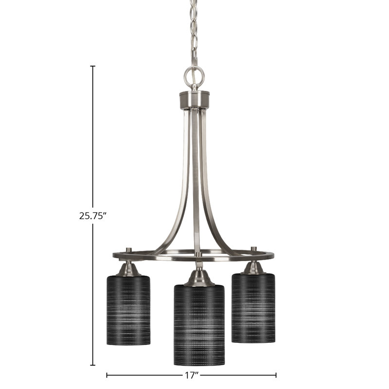 Lustre 3 lumières avec verre 4 "Paramount, H 25,75 po x l 17 po x P 17 po, Gris, Nickel brossé