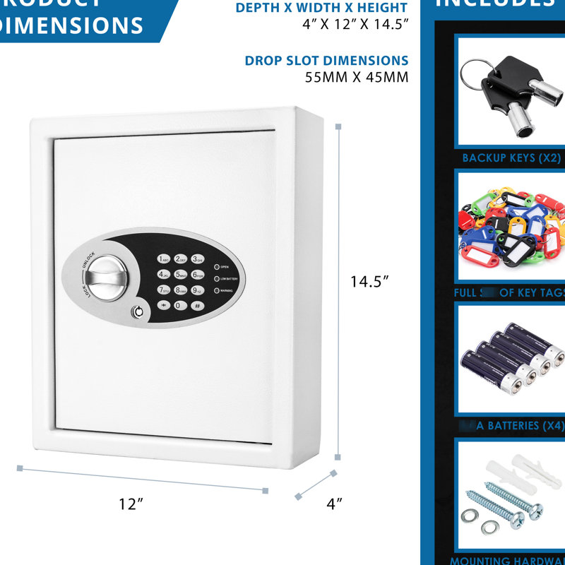 Armoire à clés murale à 48 touches avec clavier numérique - acier, pour usages multiples