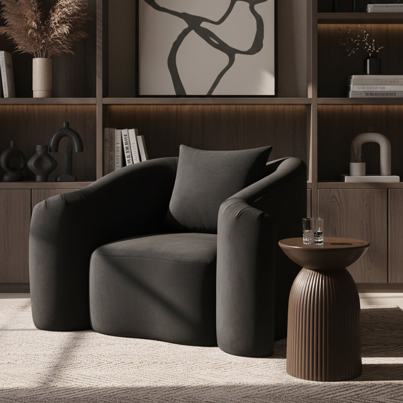 Chaise en velours Soyini, Velours noir