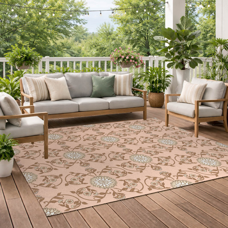 Tapis d'extérieur antidérapant Ezimea, Rosé, Rectangle 96 po x 120 po