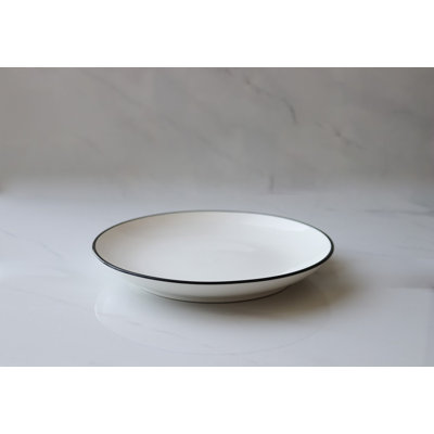 "The Minimalist Collection" White With Black Rim - Large Plate 8"