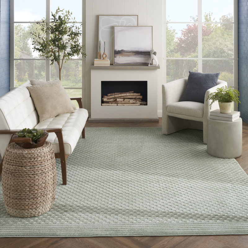 Ebern Designs Care Free Green Modern Indoor Rug, Rectangle 7'10" x 9'10"