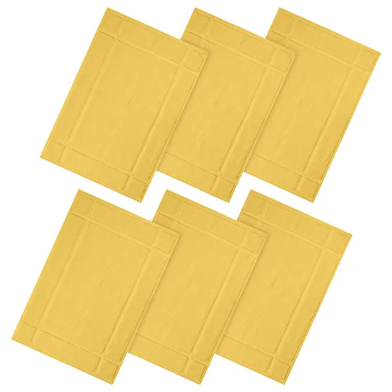 Tapis de bain 100% coton 1350 g / m² pour plancher de salle de bain, Jaune, L 24 po x L 17 po