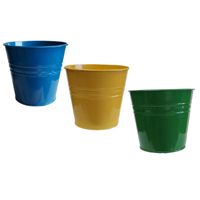 Enameled Galvanized Steel Planter For 6.5" Plants.