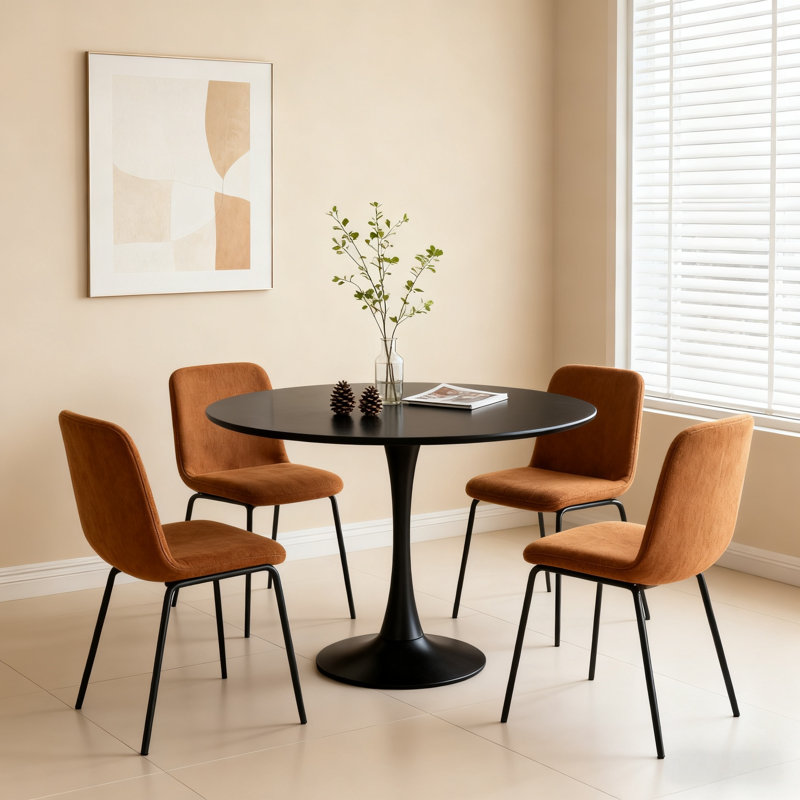 Table de salle à manger Ceballo, H 29 po x L 31,5 po x l 31,5 po, Noir 1, Noir
