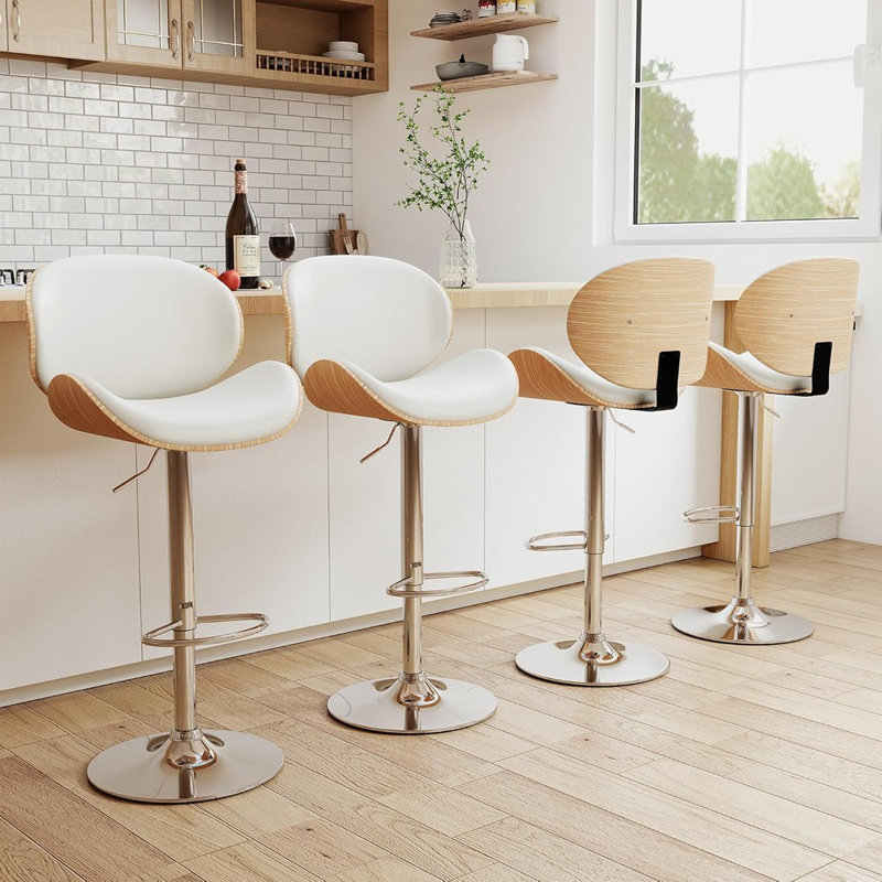 Ensemble de 4 tabourets de bar modernes à hauteur de comptoir pivotant avec sièges rembourrés en similicuir