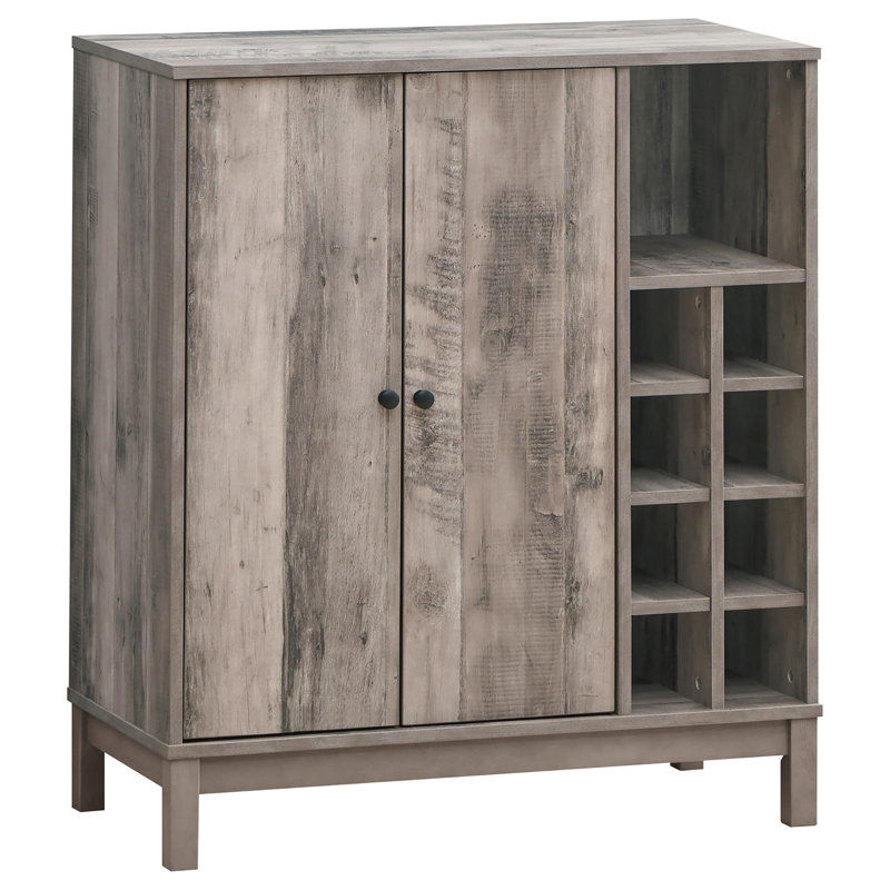 Weathered Acacia Wine Cabinet With 2 Doors