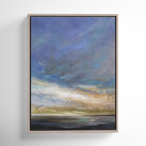 Renditions Gallery Sunset Shore Open Window Wall Art, Window looking onto Calming Ocean Waves, Pastel Sky, Premium Gallery Wrapped Canvas Decor, Ready - 4