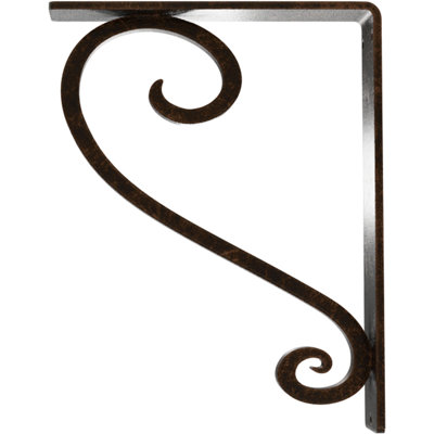 2"W x 7 1/2"D x 10"H Edwards Wrought Iron Bracket, (Triple center brace), Antiqued Bronze