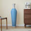 Vase de sol en rotin en PVC tressé à la main, 99 cm de hauteur, rayures bleues et blanches, style champêtre côtier