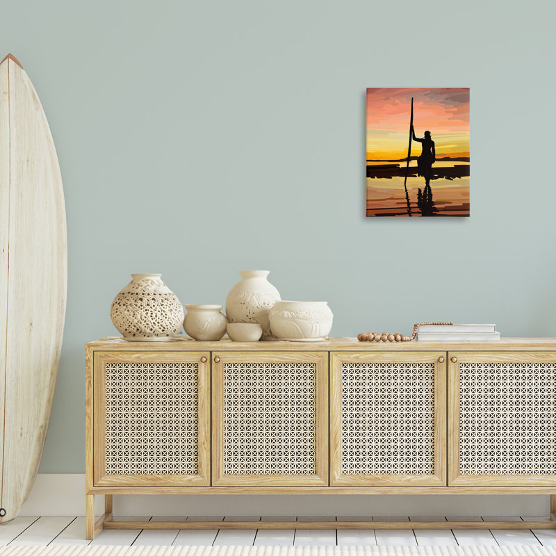 «Sunset Surfer Silhouette» par Amelia Noyes, H 20 po x l 16 po
