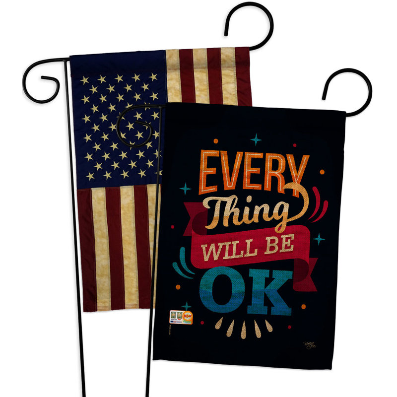 Drapeau de jardin en polyester 19 x 13 po Will Be Ok