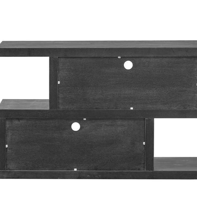 Side Board With 2-tier Open Shelf, Black