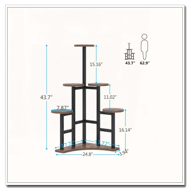 6-Tier Rustic Brown Corner Plant Shelf