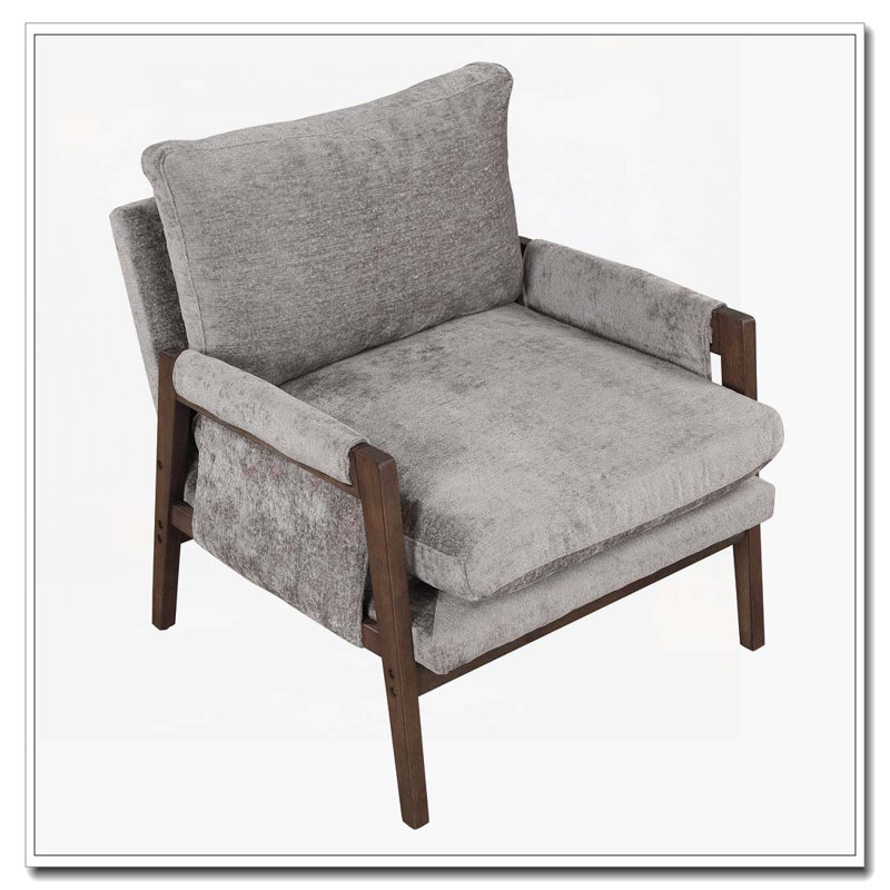 Chaise d'appoint avec structure en bois massif, Gris