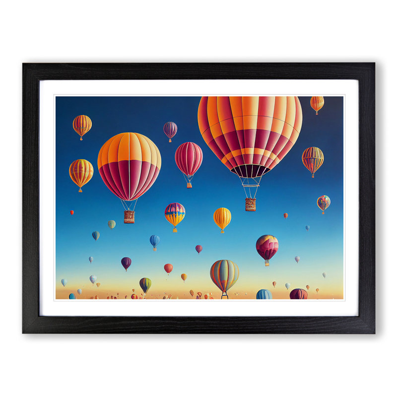 Hot Air Balloons - Single Picture Frame Print, 46cm H x 64cm W x 2cm D, Black Framed