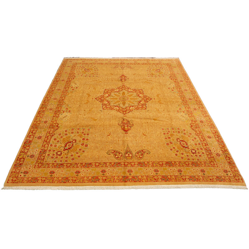 Tapis décoratif en laine noué à la main de conception unique 9 pi 1 po x 11 pi 10 po noué à la main New Age Peshawar