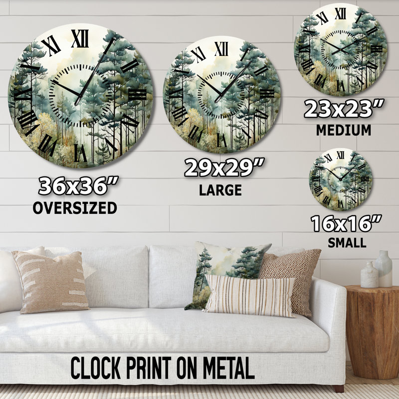 Horloge murale Tonalis Whispering Pines Pointillism I, Médium