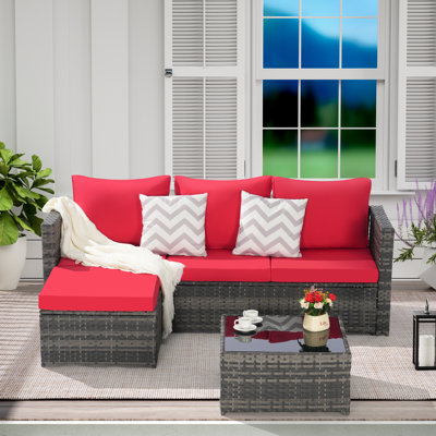 Outdoor Woven Sectional L- Shaped Patio Furniture Set