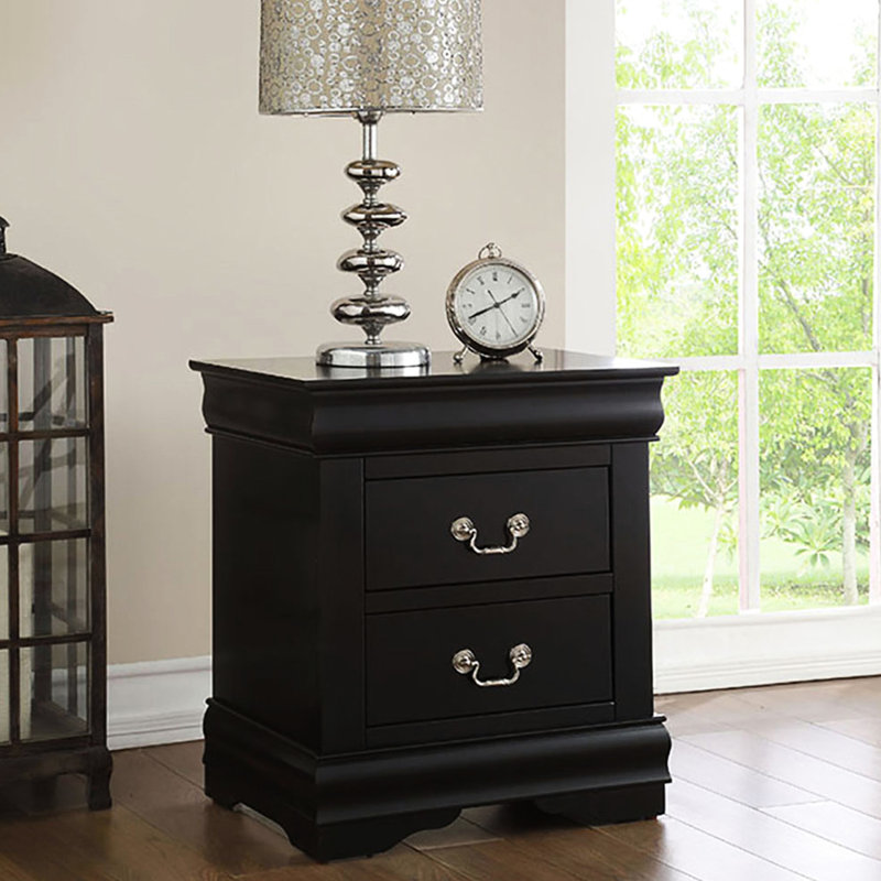 Table de chevet noire 2 pour la chambre à coucher - Esthétique moderne et fonction traditionnelle en complément de votre