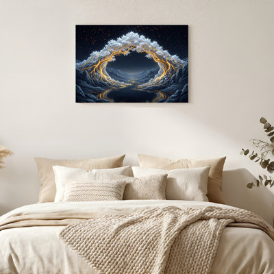 «Gallery Wrap», art mural sur toile pour le salon, la chambre à coucher, le bureau ou le vestibule - décoration murale décorative avec arche d'hiver