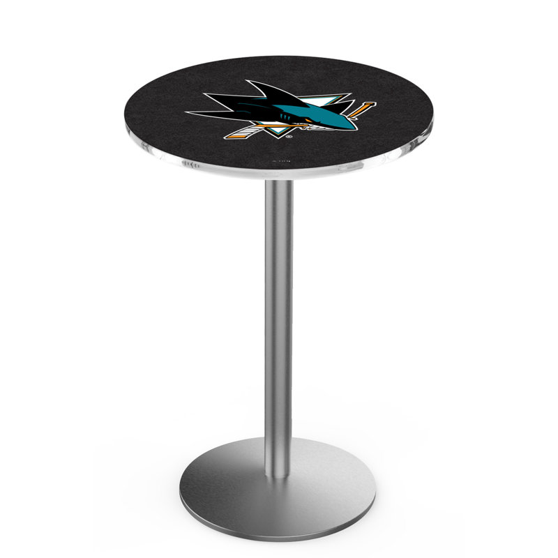 Table de salle à manger 30 po NHL, Acier inoxydable, San Jose Sharks