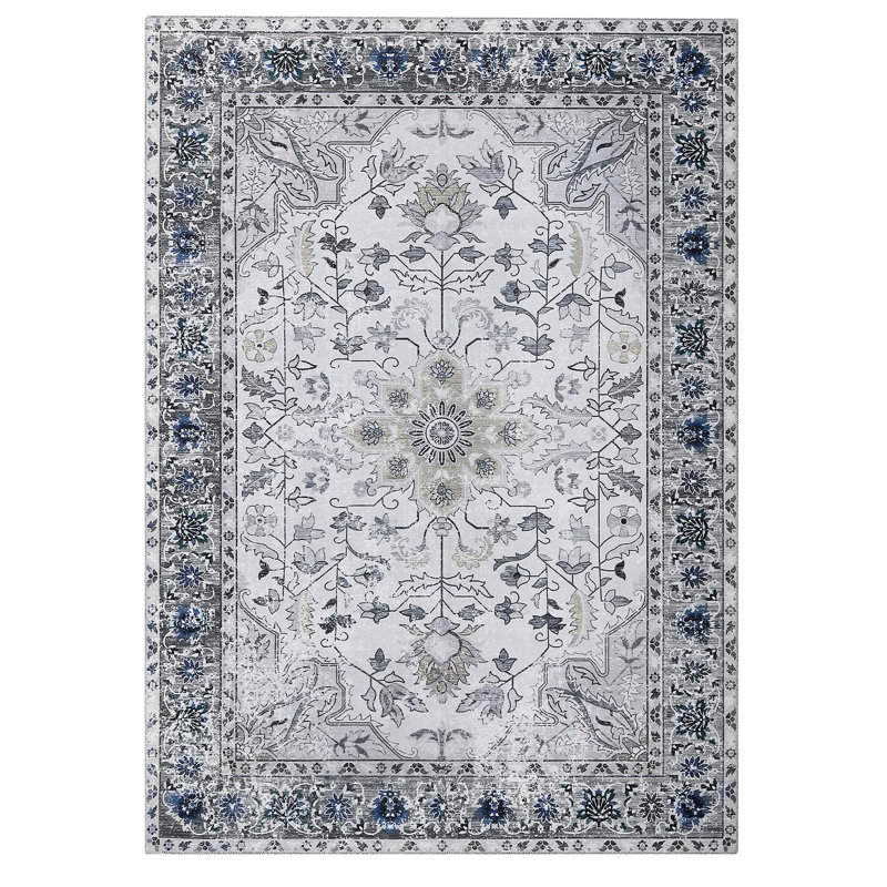 Tapis lavable rétro pour tapis de salon, Rectangle 9 pi x 12 pi