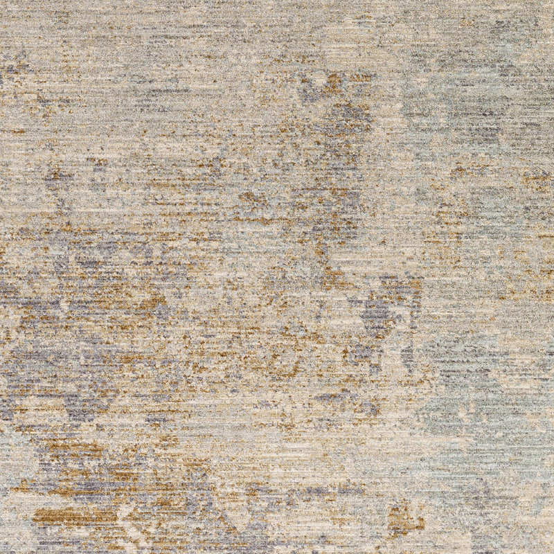 Pyrs Abstract Machine Woven Polyester Area Rug in Slate Blue/Camel, Rectangle 10' x 14'