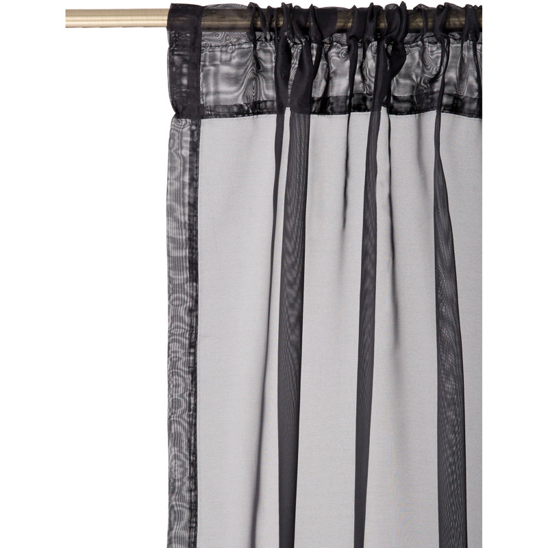 Sheer Curtain Pair, Black, 54" x 86"