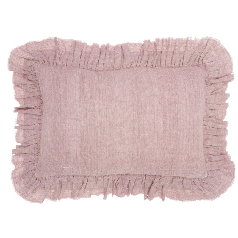 Ruffled Reversible Throw Pillow, Blush