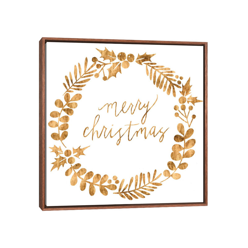 «Golden Christmas III» par Grace Popp - reproduction d'art textuel, Pas de tapis, H 26 po x l 26 po x P 1,5 po
