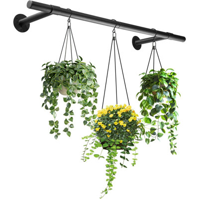 Hanging Planters Rod – Plant Hanger Indoor For Window Ceiling, Hanging Plant Shelf For Wall Planter House Plants, Plant Shelves Metal Holder Bar 47.5In (Pots, Plants, Chains Not Included)